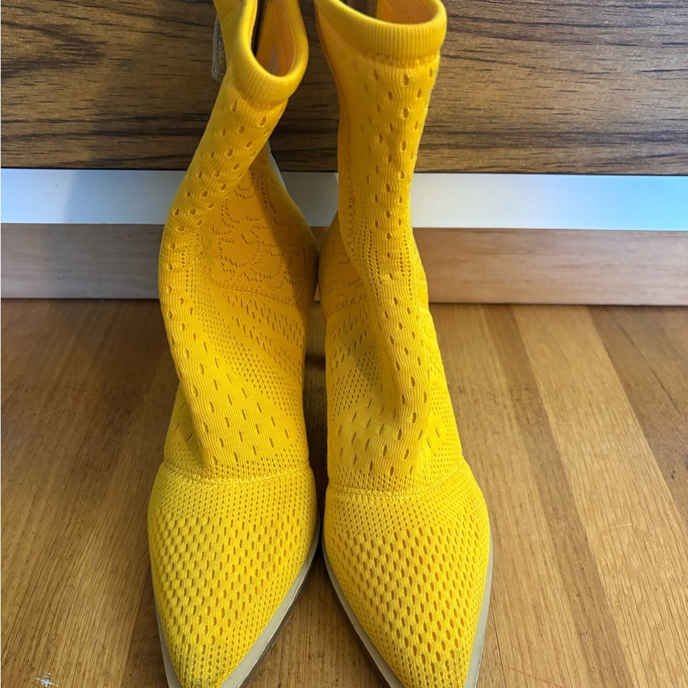 Fendi Bright Yellow Knit Heeled Boots